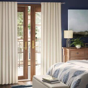 Threshold Textured Plaid New Ivory Single Blackout Curtain Panel 50" x 63"
